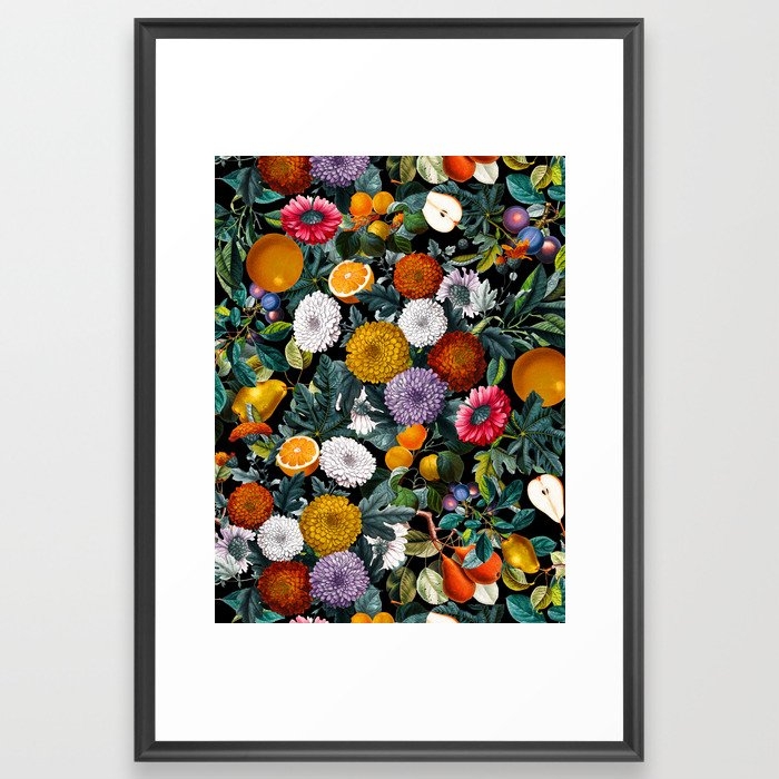Vintage Fruit Pattern Viii Framed Art Print by Burcu Korkmazyurek - Scoop Black - Large 24" x 36"-26x38 - Image 0
