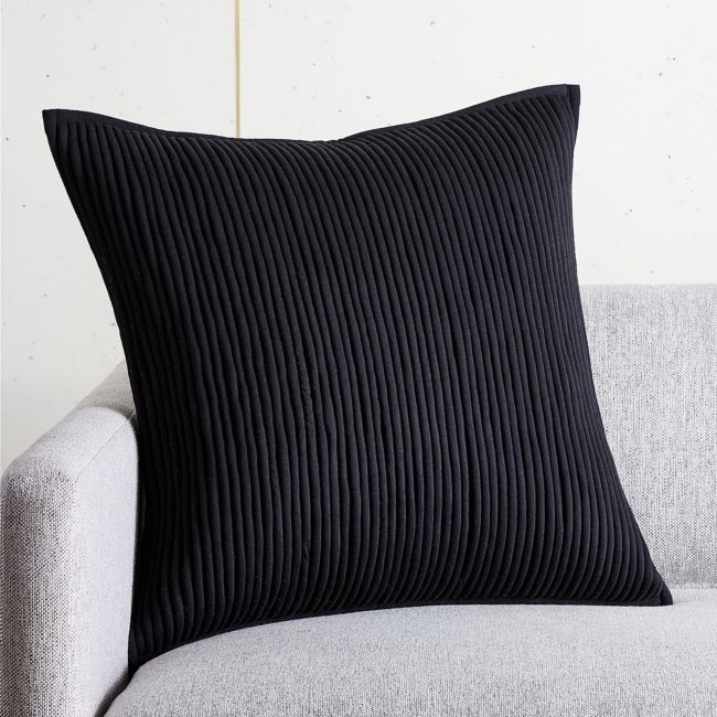 Sequence Black Throw Pillow with Down-Alternative Insert 20" - Image 1