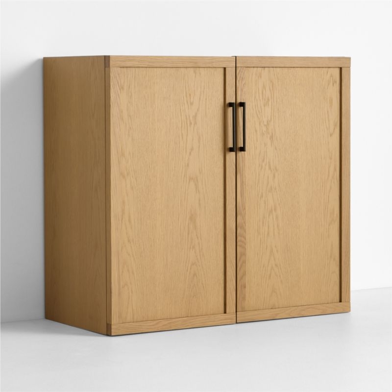 Oliver Modular Natural Oak Wood Kids Bookcase with Doors - Image 3
