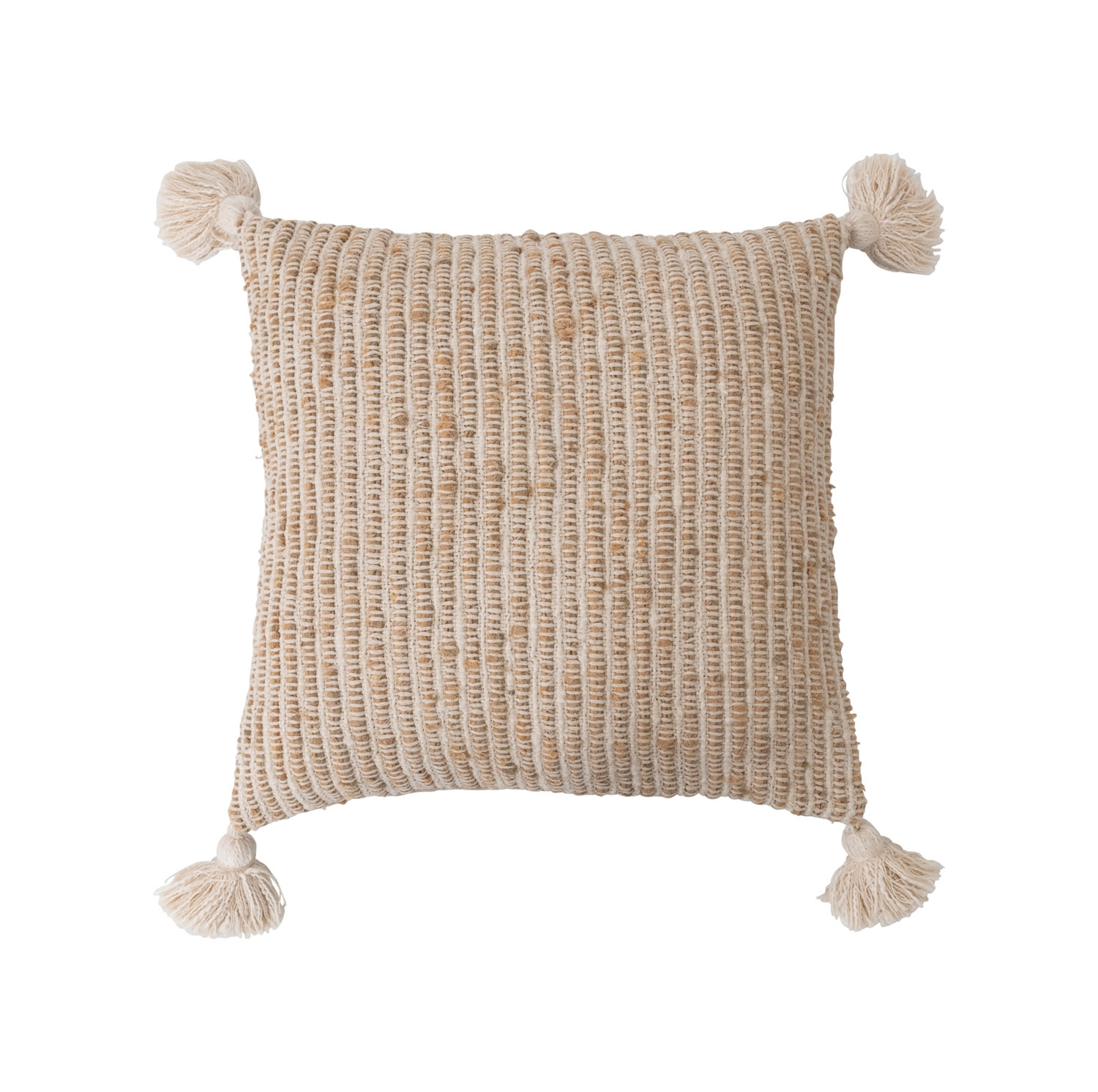 Woven Cotton Striped Pillow with Tassels - Image 0