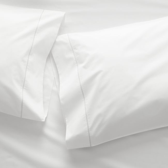 Favorite Organic Cotton Percale White Standard Pillowcases, Set of 2 - Image 0