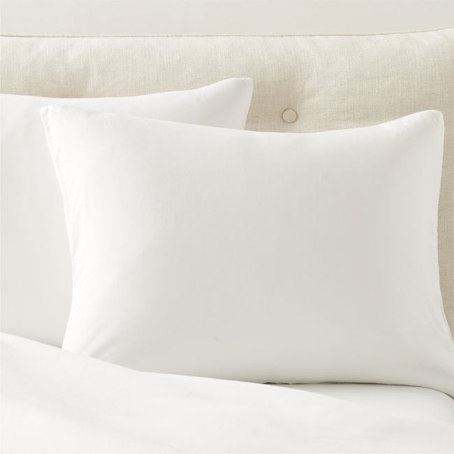 Muna Warm White Washed TENCEL™ Solid Standard Pillow Shams Set of 2 - Image 0