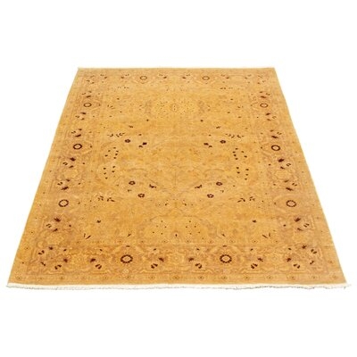 One-of-a-Kind Deonne Hand-Knotted New Age 5'11" x 8'8" Wool Area Rug in Ivory/Gold - Image 0