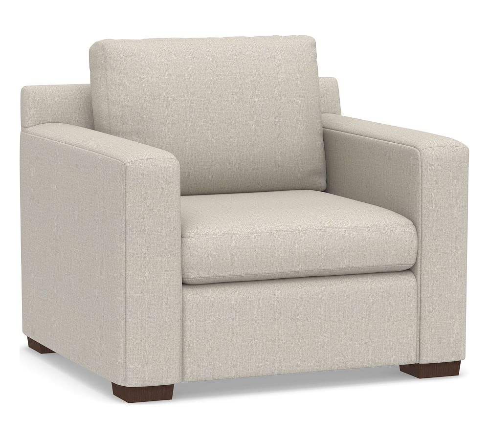 Shasta Square Arm Upholstered Armchair, Polyester Wrapped Cushions, Performance Heathered Tweed Pebble - Image 0