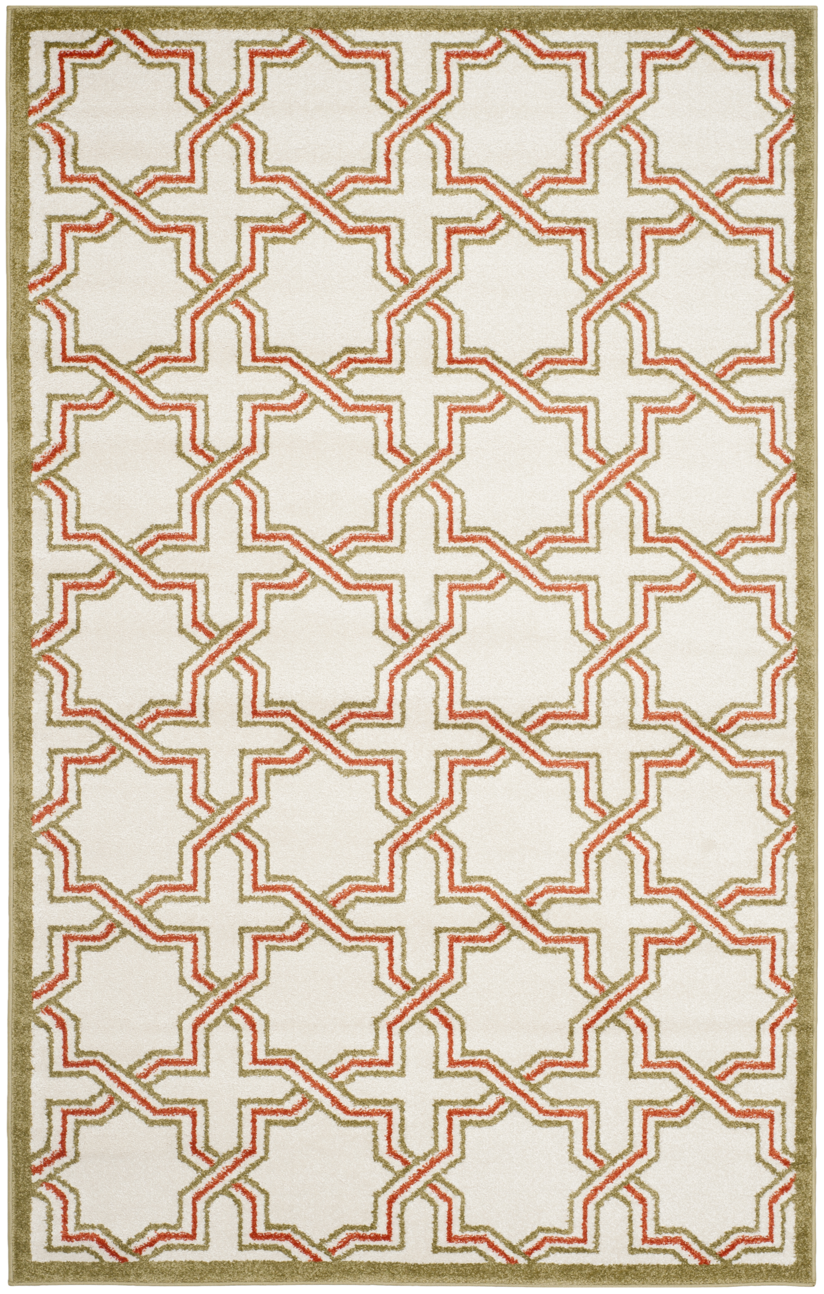 Arlo Home Indoor/Outdoor Woven Area Rug, AMT413A, Ivory/Light Green,  5' X 8' - Image 0