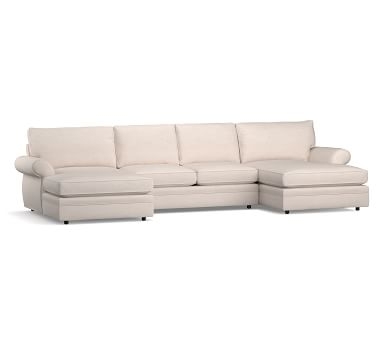 Pearce Roll Arm Upholstered U-Double Wide Chaise Loveseat Sectional, Down Blend Wrapped Cushions, Performance Everydaysuede(TM) Oat - Image 1