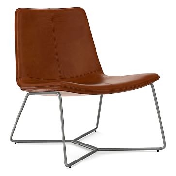 Slope Lounge Chair, Poly, Vegan Leather, Saddle, Charcoal - Image 0