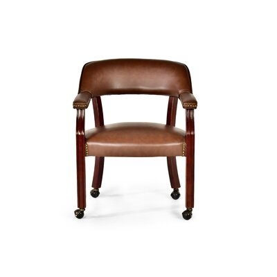 Mcbride Vinyl Upholstered Solid Wood Arm Chair - Image 0