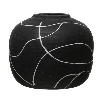 Analyss Black/White 6.5" Terracotta Table Vase - Image 0