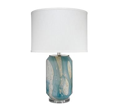 Slater Table Lamp, Pale Blue and Sea Salt Linen - Image 0