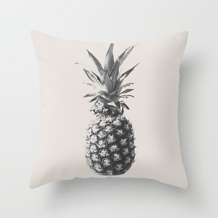 Pineapple (orange) Throw Pillow by The Old Art Studio - Cover (18" x 18") With Pillow Insert - Outdoor Pillow - Image 0