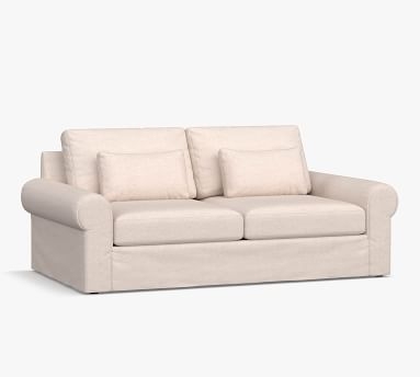 Big Sur Roll Arm Slipcovered Deep Seat Grand Sofa 106", Down Blend Wrapped Cushions, Performance Heathered Basketweave Dove - Image 4