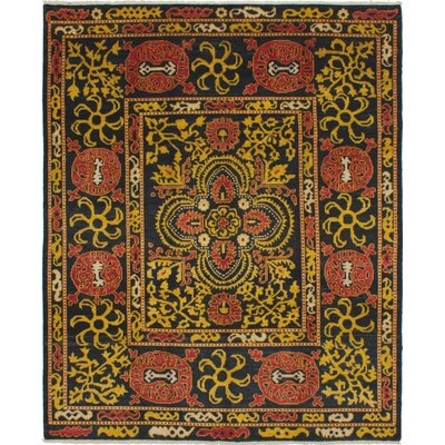 One-of-a-Kind Céline Hand-Knotted Black/Yellow/Red 8'3" x 10'1" Wool Area Rug - Image 0
