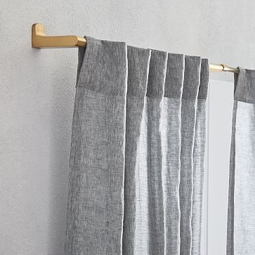 Semi-Sheer European Flax Linen Melange Curtain, Blackout Lining, Slate, 48"x84" - Image 2