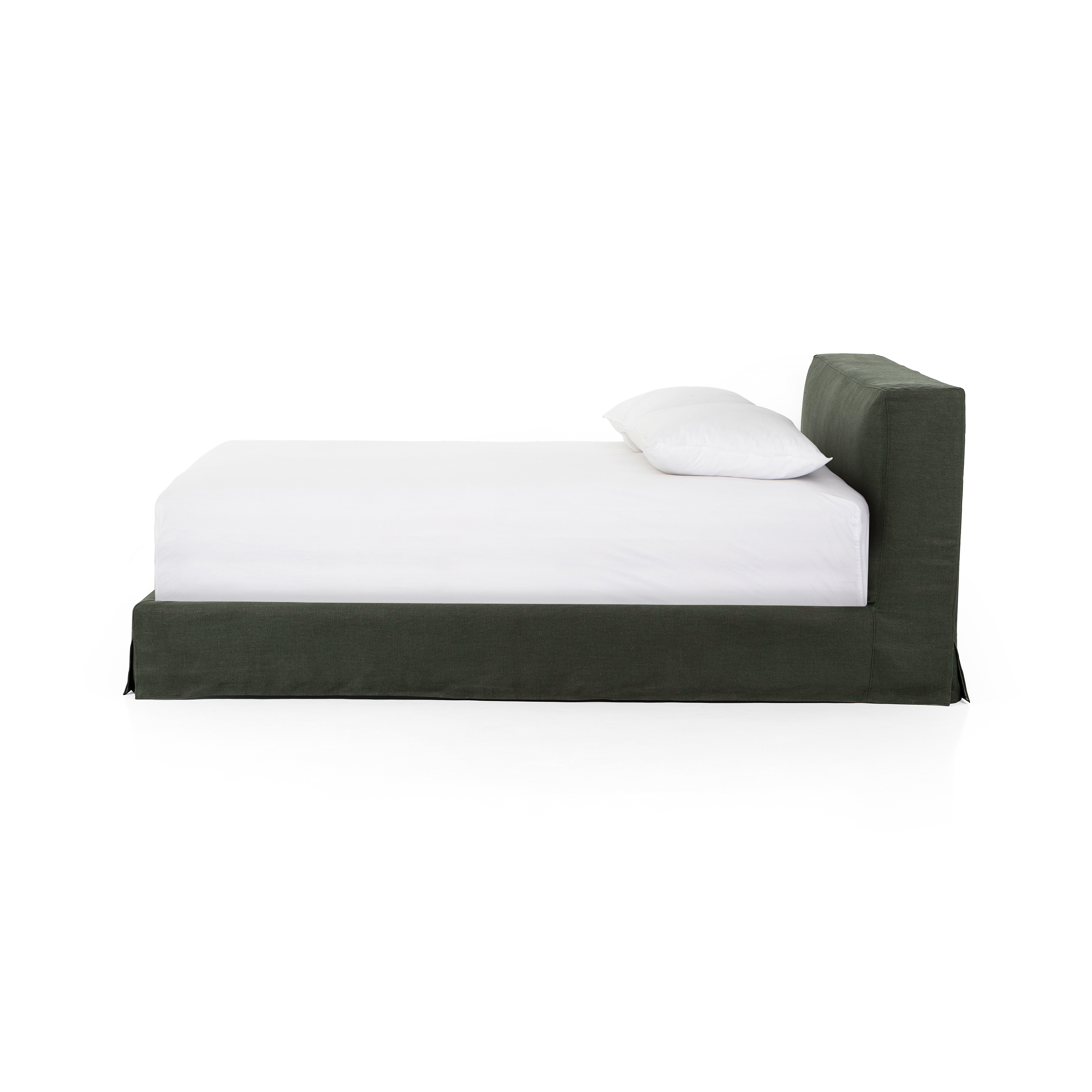 Aidan Slipcover Bed-Brussels Pine-Queen - Image 1