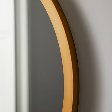 Thick Metal Frame Mirror, Round, Antique Brass, 30 in Diameter - Image 3