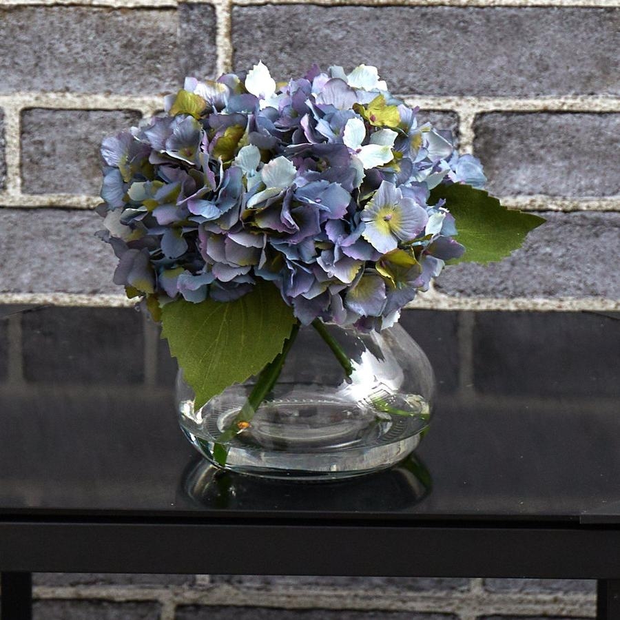 Blooming Hydrangea with Clear Vase, Blue - Image 2