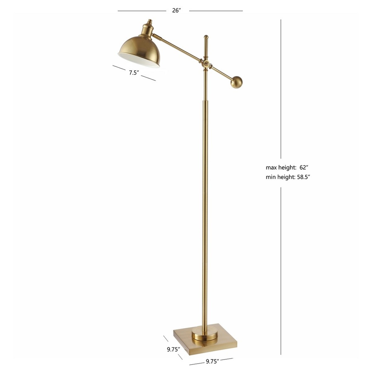 Dagen Floor Lamp - Brass - Safavieh - Image 3