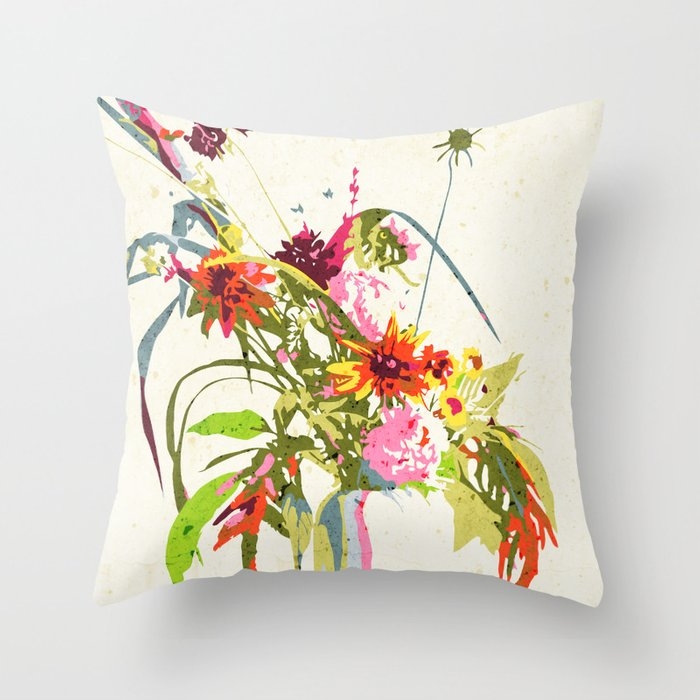 Sitting Pretty #painting #botanical Throw Pillow by 83 Oranges Modern Bohemian Prints - Cover (16" x 16") With Pillow Insert - Outdoor Pillow - Image 0