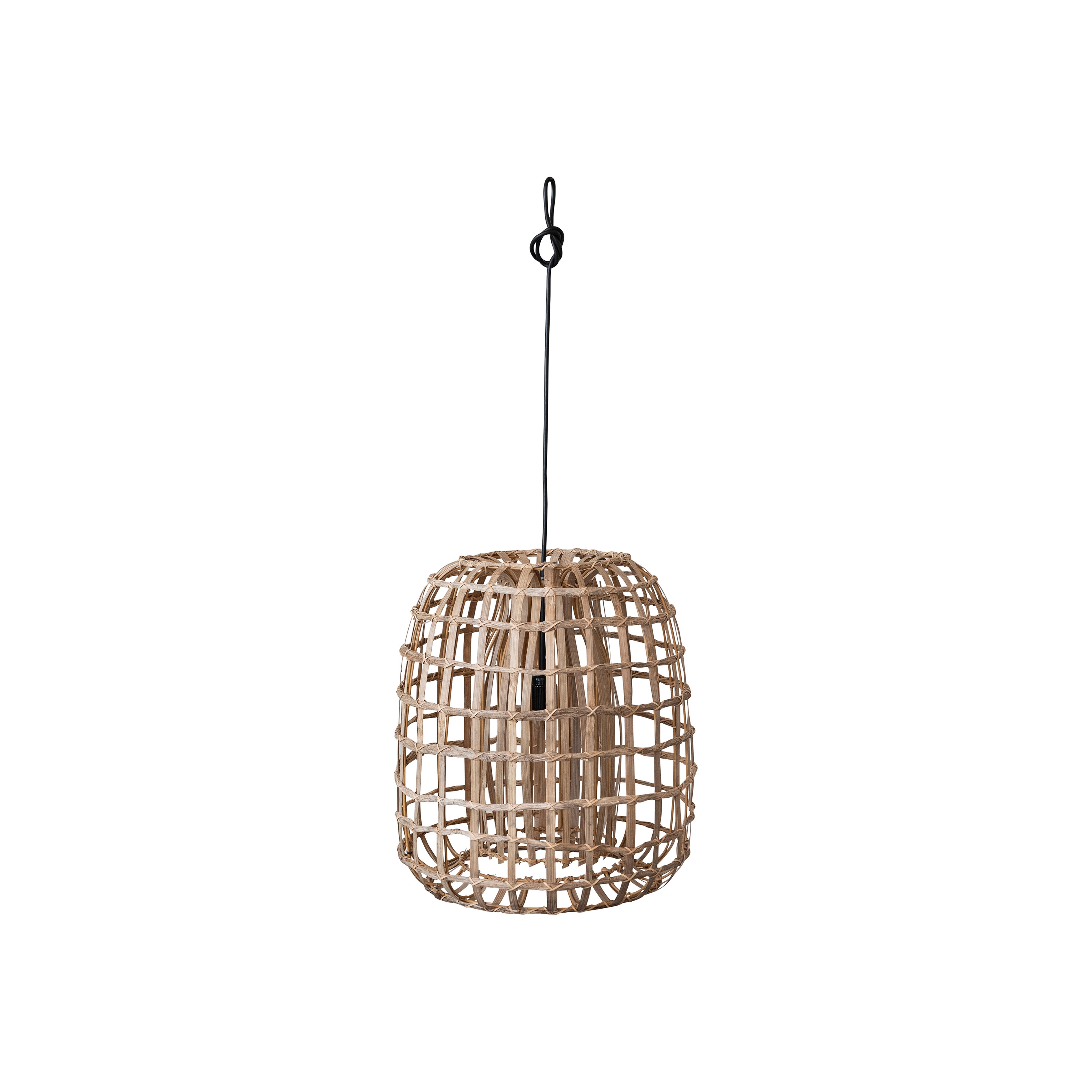 Round Woven Rattan and Bamboo Pendant Lamp, Natural - Image 0