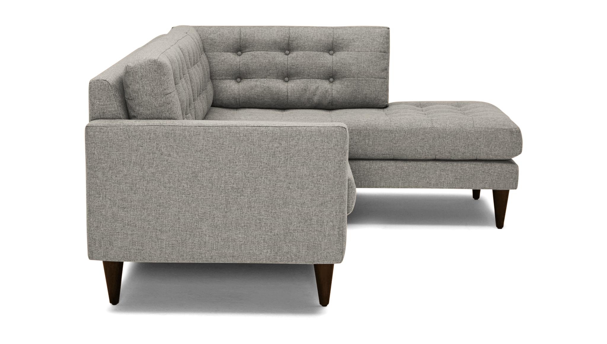 White Eliot Mid Century Modern Apartment Sectional with Bumper - Bloke Cotton - Mocha - Right  - Image 2