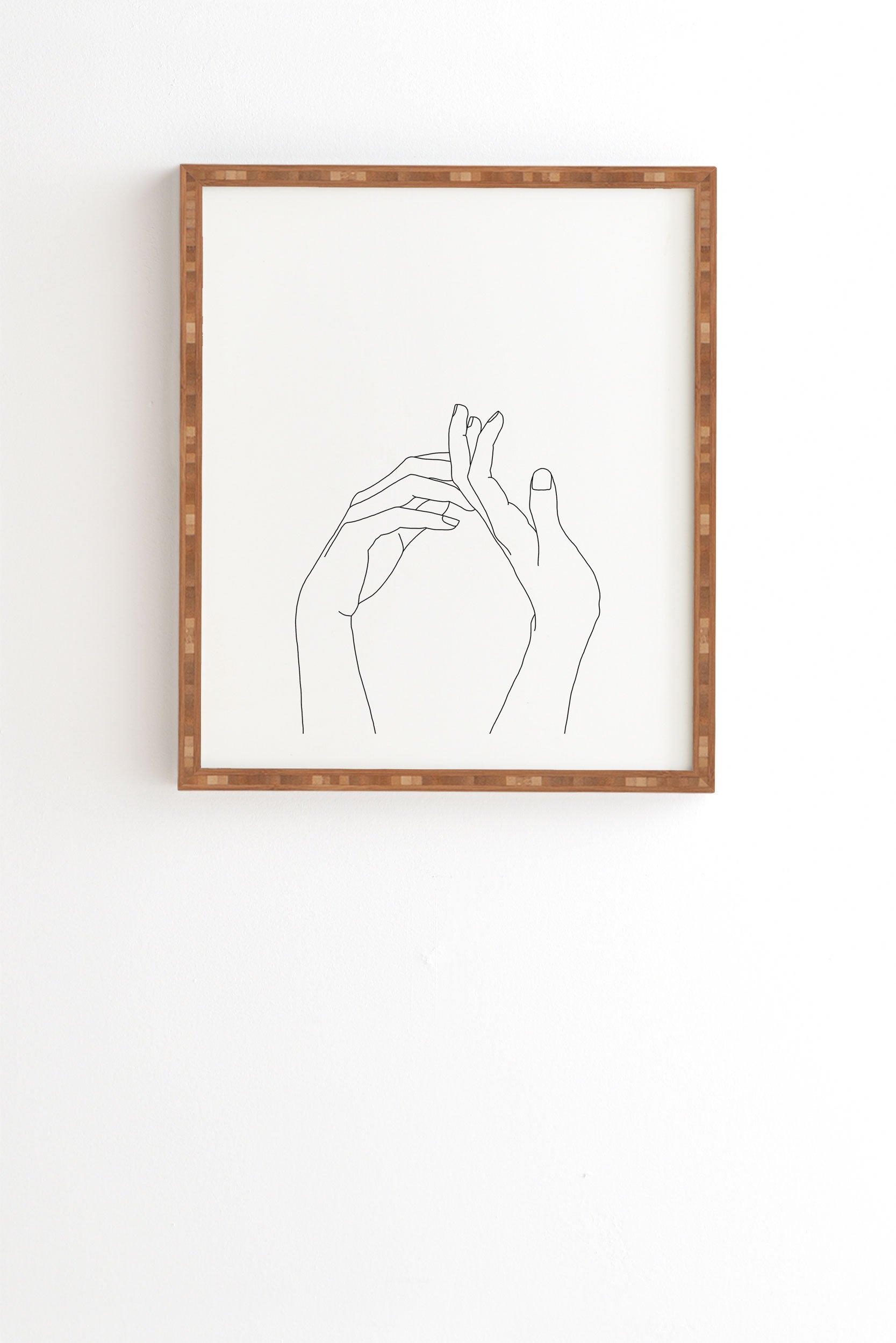Framed Wall Art Black Frame, Hands Line Drawing Abi, 8" x 9.5" - Image 0