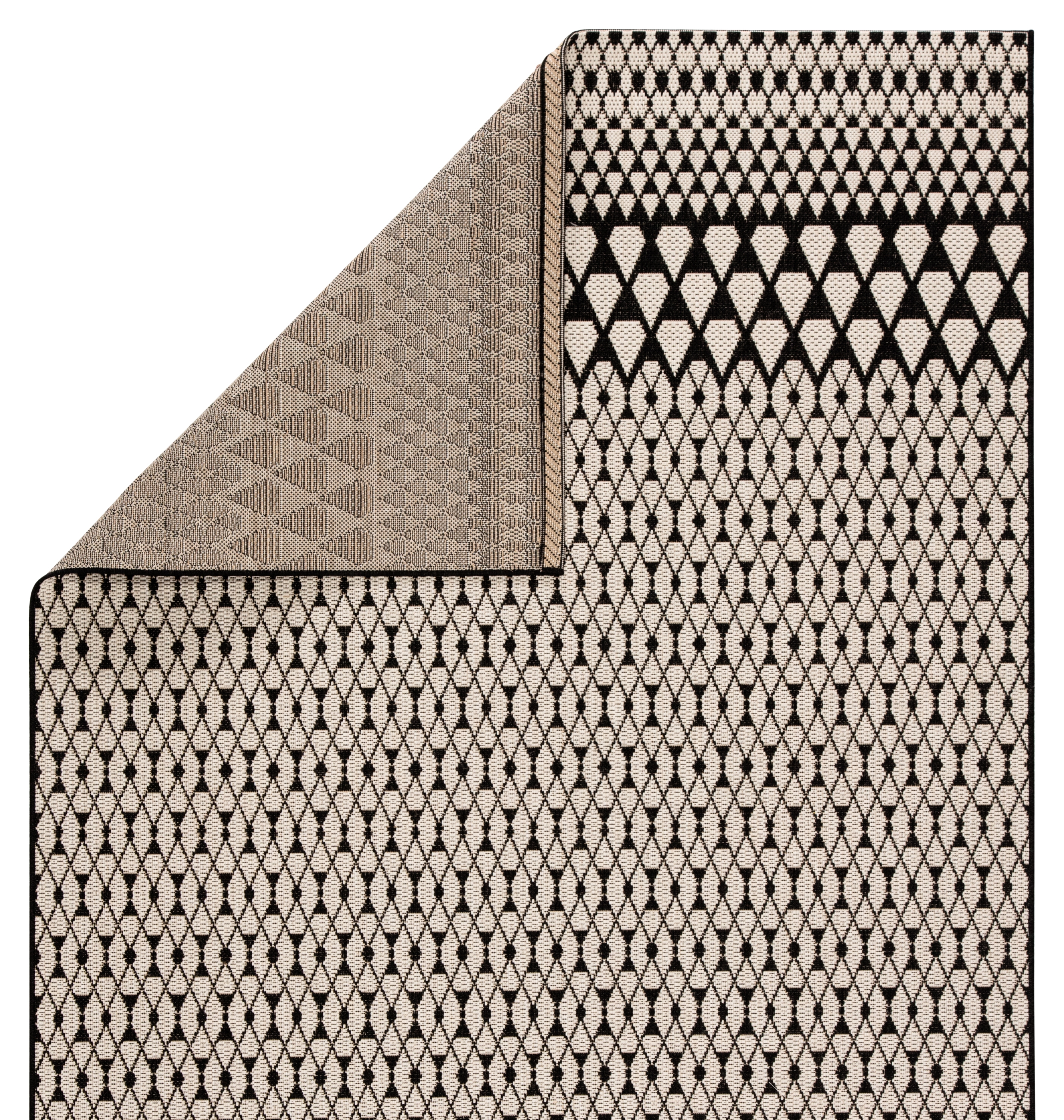 Traveller Indoor/Outdoor Geometric Area Rug, Black & Ivory, 8'9" x 12'5" - Image 2