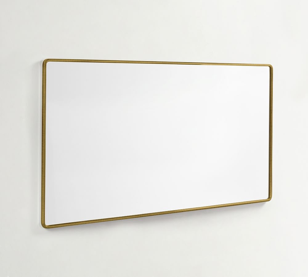 Tumbled Brass Vintage Double Wide Rectangular Mirror, 60 x 30" - Image 0