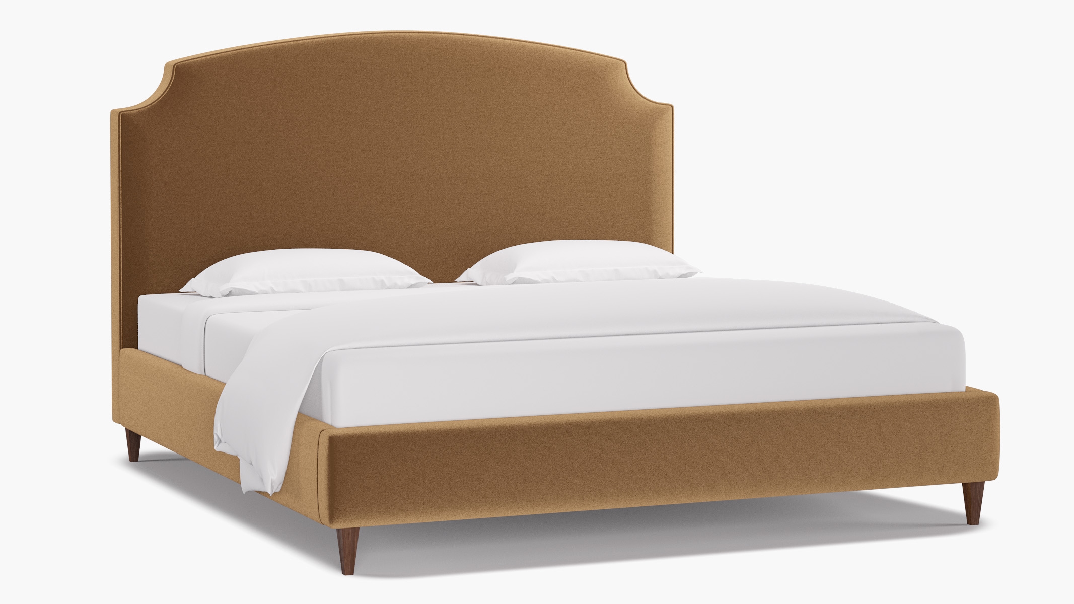 Cove Bed, Fawn Performance Velvet, Walnut Square Tapered Leg, King - Image 1