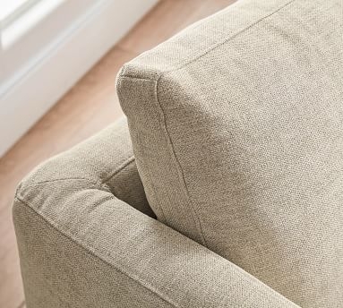Menlo Upholstered Swivel Armchair, Polyester Wrapped Cushions, Performance Heathered Tweed Pebble - Image 2