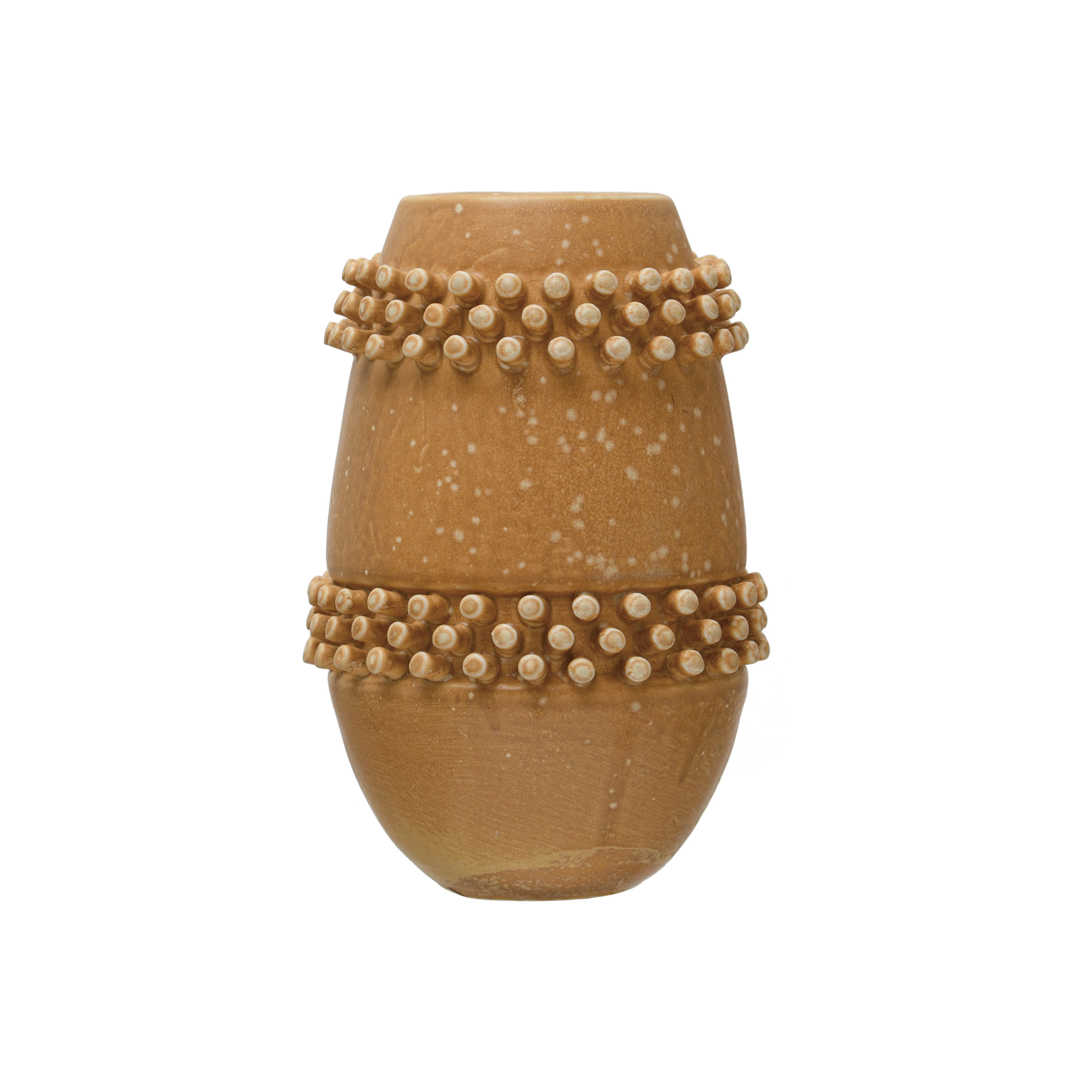  Stoneware Vase with Raised Dots, Terracotta Reactive Glaze - Image 0