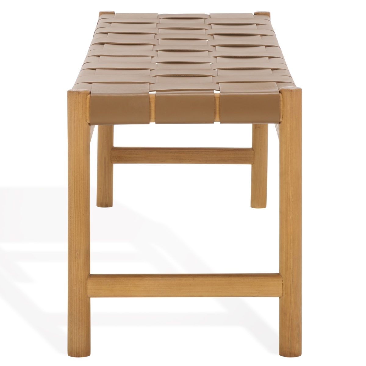 Devnie Woven Leather Bench - Brown/Natural - Image 6