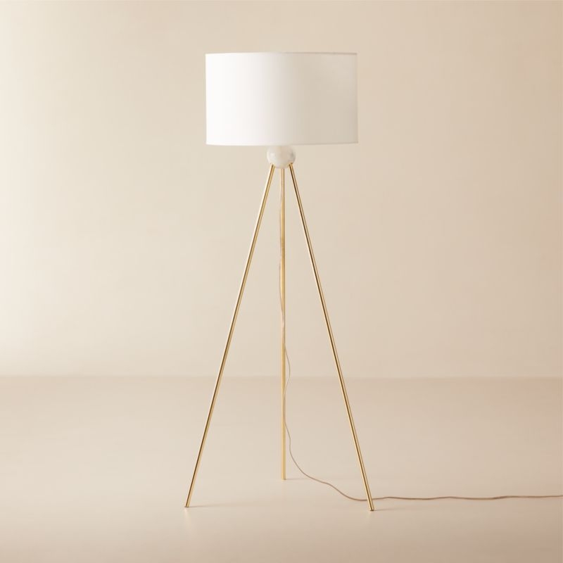 Reeza Brass and Marble Tripod Floor Lamp - Image 1
