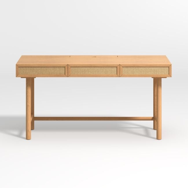 Emmer 60" Oak Desk with Outlet - Image 0