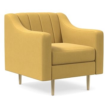 Olive Channel Back Swoop Arm Chair, Poly, Astor Velvet, Dijon, Antique Brass - Image 0