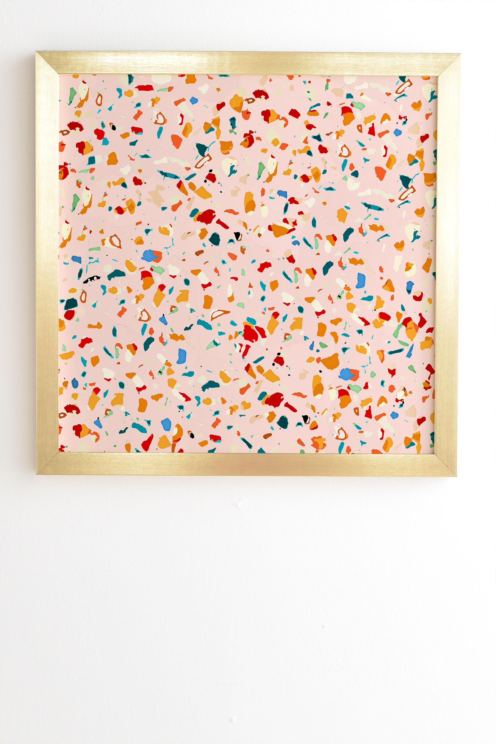 Blush Terrazzo by 83 Oranges - Framed Wall Art Basic Gold 20" x 20" - Image 1