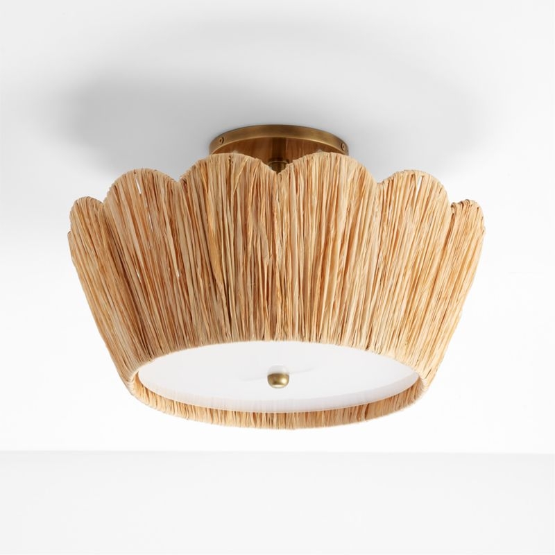 Greta Scalloped Raffia 18" Flush Mount Light - Image 1