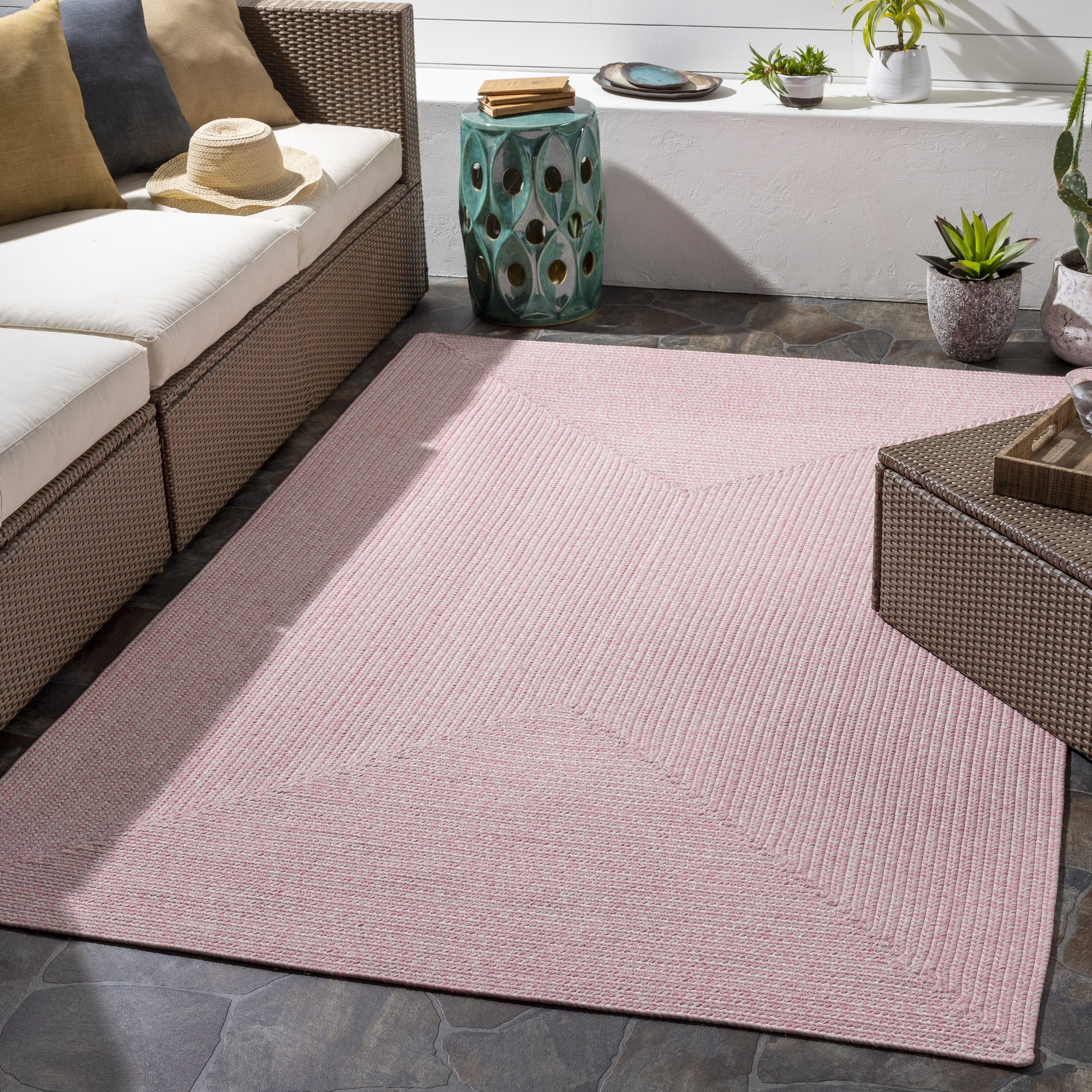 Chesapeake Bay Pink Outdoor 6' x 9' Machine Woven Rug - Image 1