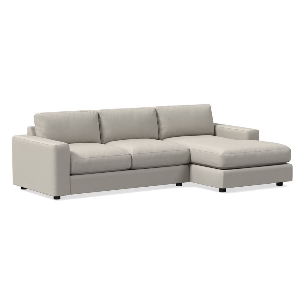 Urban Sectional Set 01: Left Arm 2 Seater Sofa, Right Arm Chaise, Down, Basket Slub, Pearl Gray, Concealed Support - Image 0