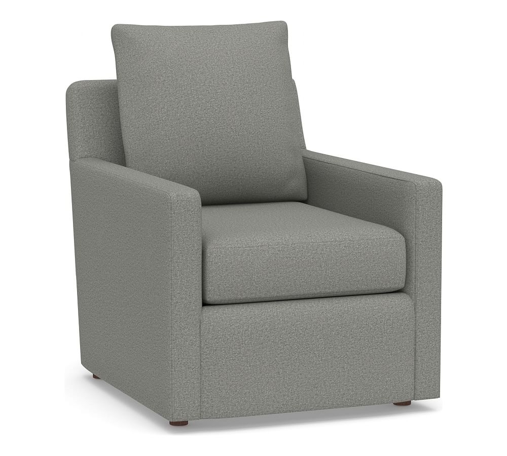 Ayden Square Arm Upholstered Armchair, Polyester Wrapped Cushions, Heathered Chenille Charcoal - Image 0