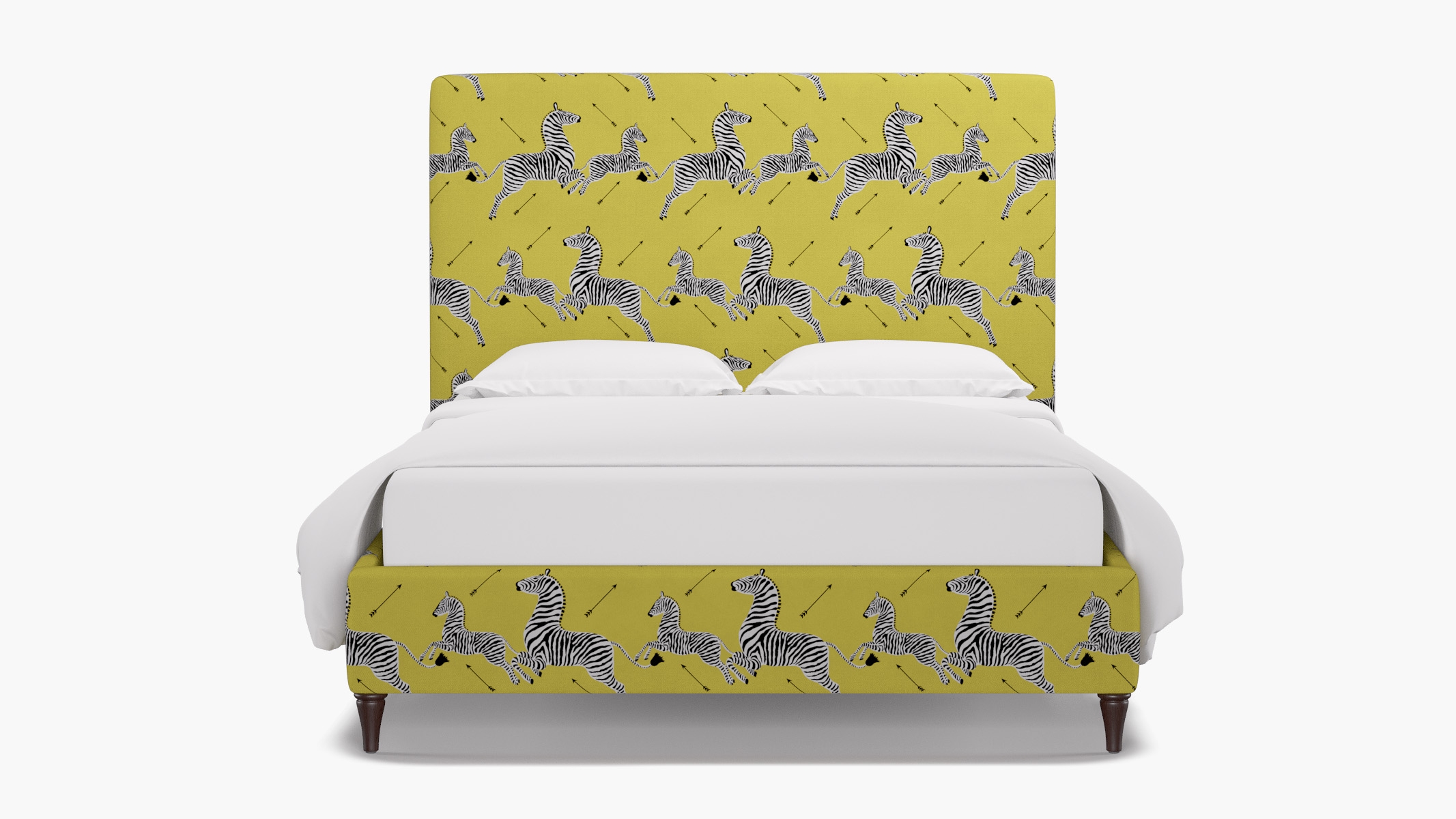 Classic Bed, Yellow Zebra, Espresso Decorative Tapered Leg, Queen - Image 0