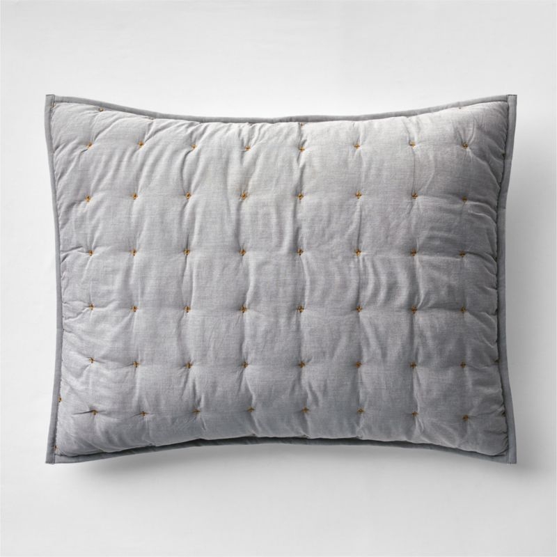 Classic Chambray Pewter Grey Cotton Kids Pillow Sham - Image 2