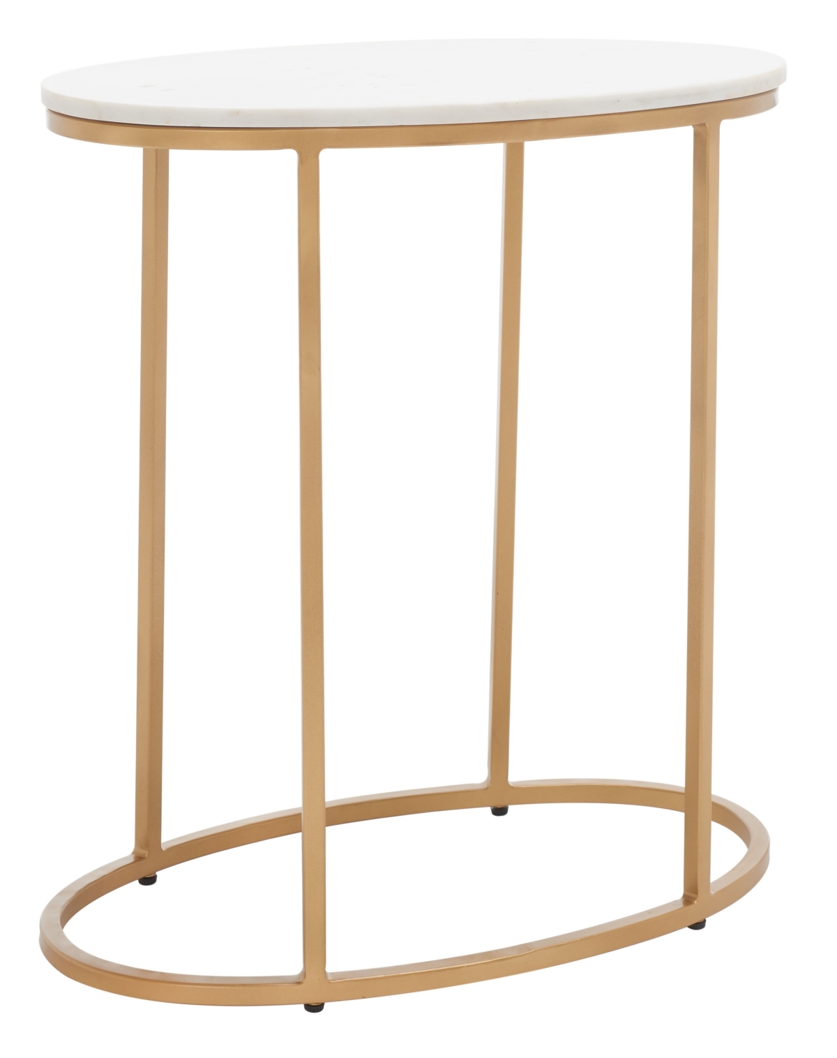 Tage Marble Side Table - White Marble / Gold - Safavieh - Image 6