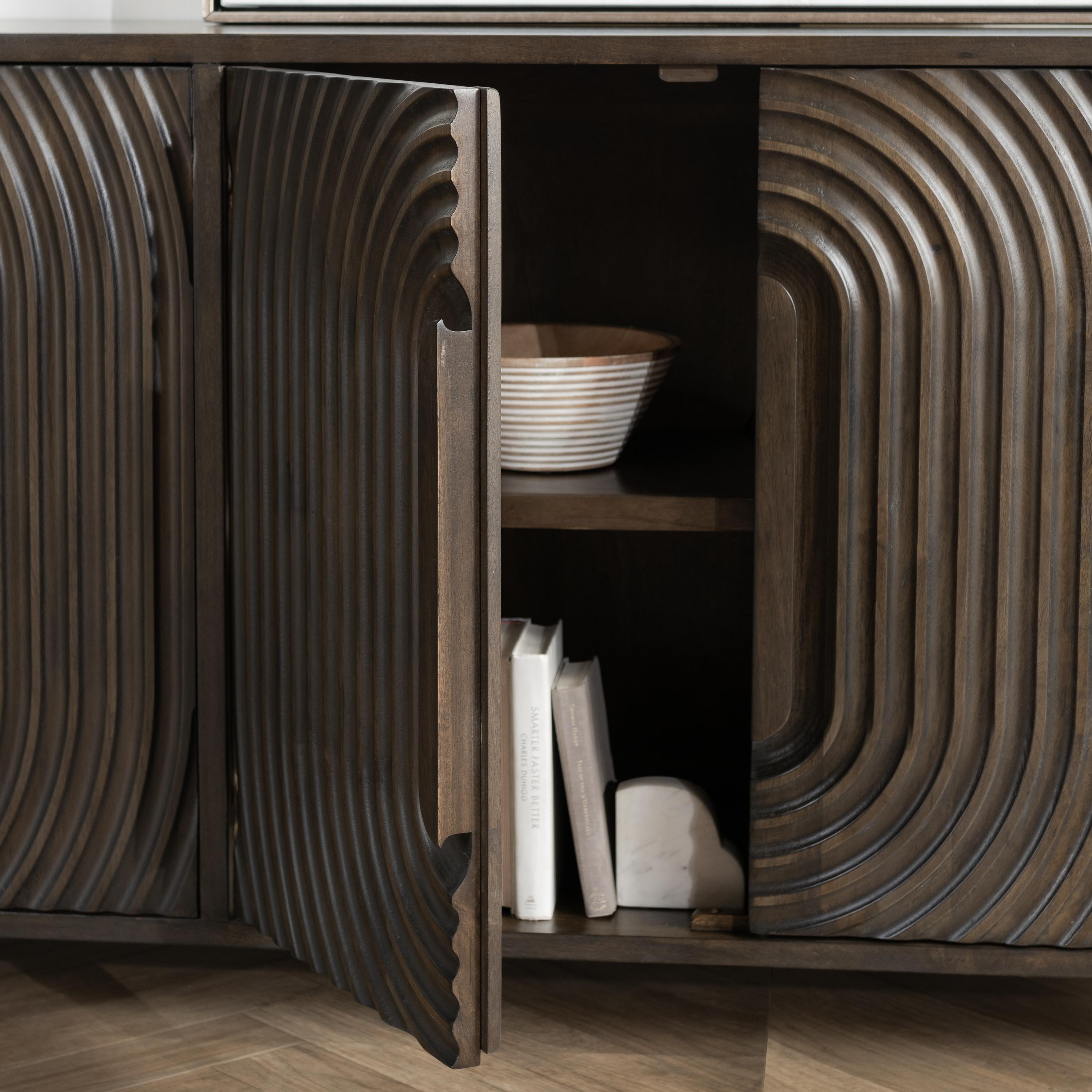 Colson Mango Wood 4Dr Cabinet Coffee Brown - Image 9