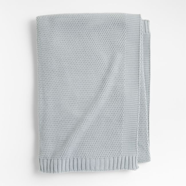 Bubble Knit Mist Blue Kids Bed Blanket - Image 0