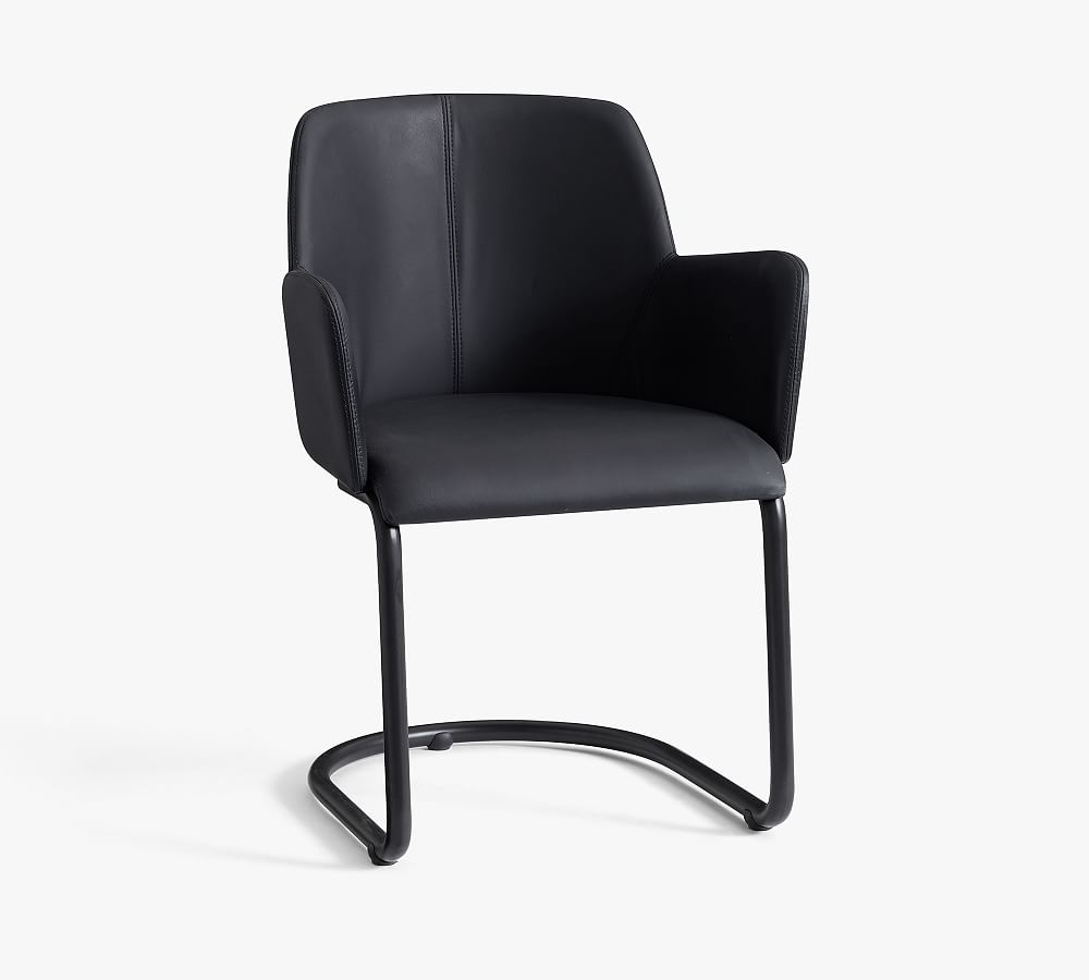 Craig Leather Desk Chair, Black - Image 0