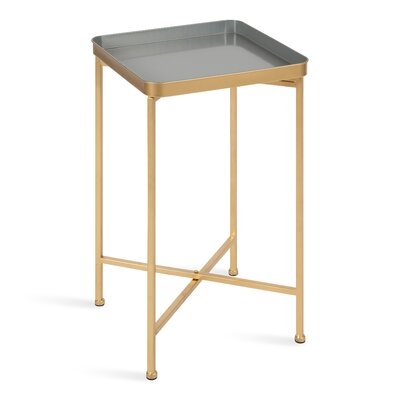 Mercer41 Celia Metal Tray Accent Table 14X14x26 Navy Blue, Gold - Image 0