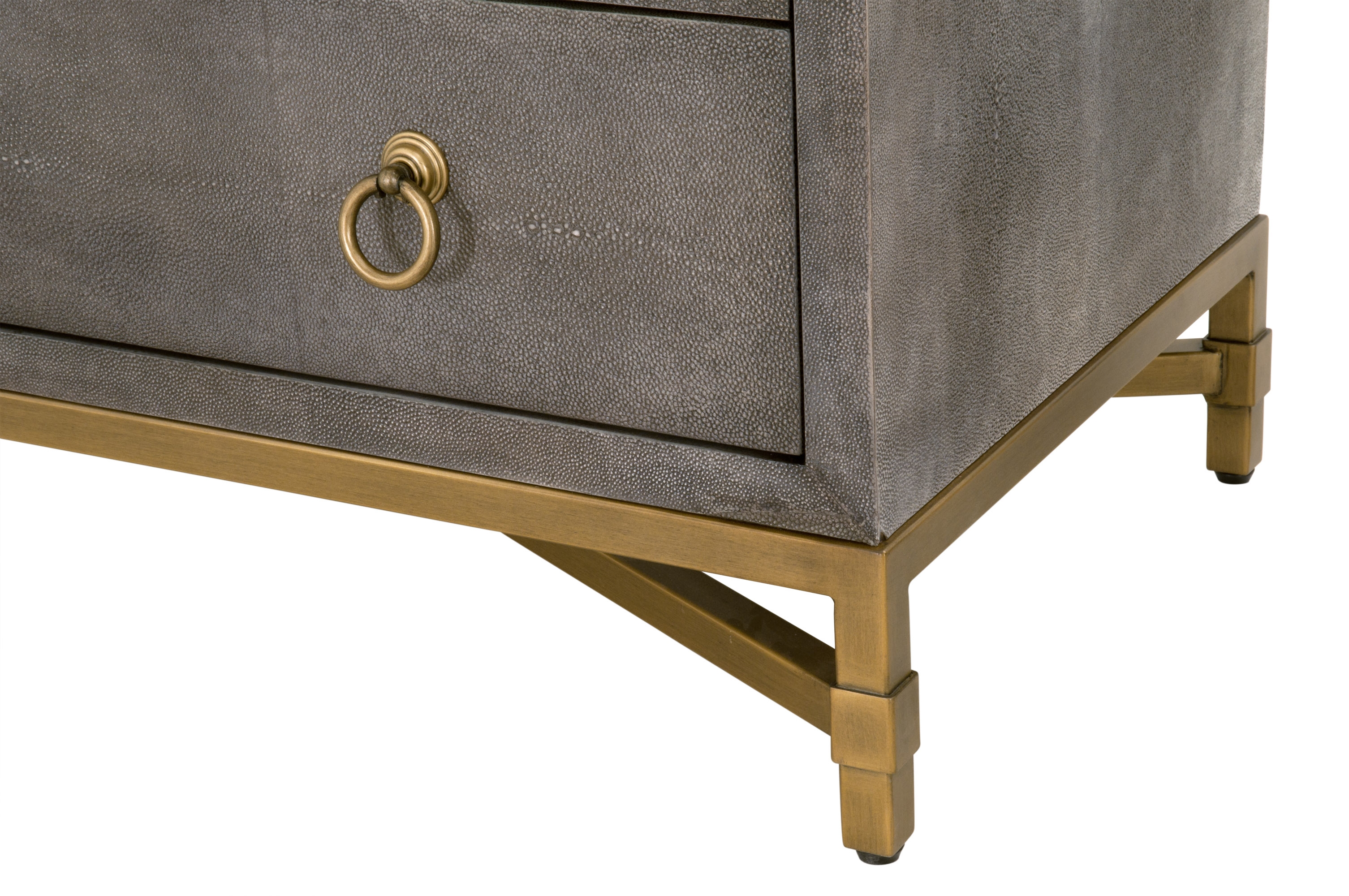 Colette Shagreen 3-Drawer Nightstand, Gray & Gold - Image 6