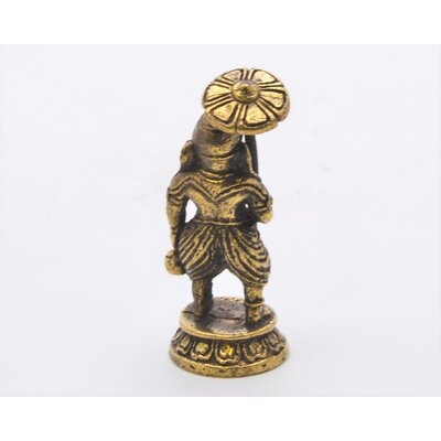 Standing Ganesha With Umbrella. Hand Crafted On Brass With Gold Patina. 1.25 Inch Tall - Image 0