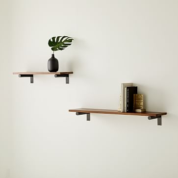 Linear Cool Walnut Wood Shelf 2FT, Jordan Brackets, Brushed Nickel - Image 3